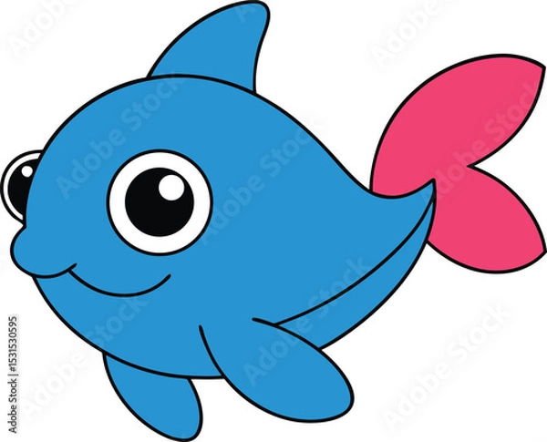 Obraz snippy snap   cartoon fish on white background   f.eps