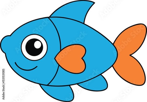 Obraz tango tetra   cartoon fish on white background   f.eps