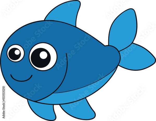Obraz tiny tuna   cartoon fish on white background   fff.eps
