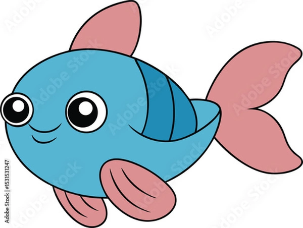 Obraz tiny tilly   cartoon fish on white background   ff.eps
