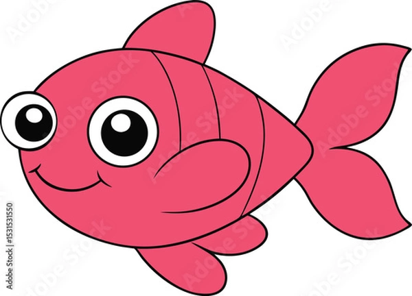 Obraz wavy wanda   cartoon fish on white background   ff.eps