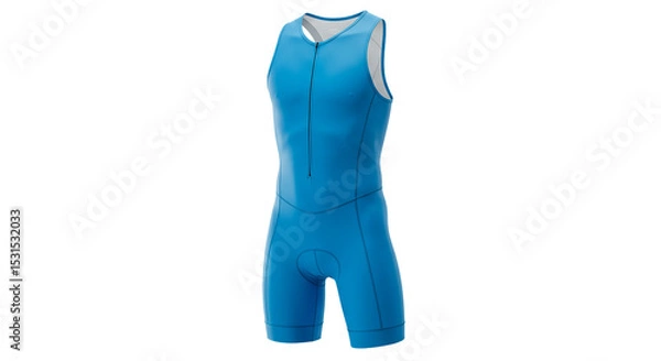 Fototapeta A vibrant blue triathlon suit for peak performance ready for the race with sleek design and on transparent background