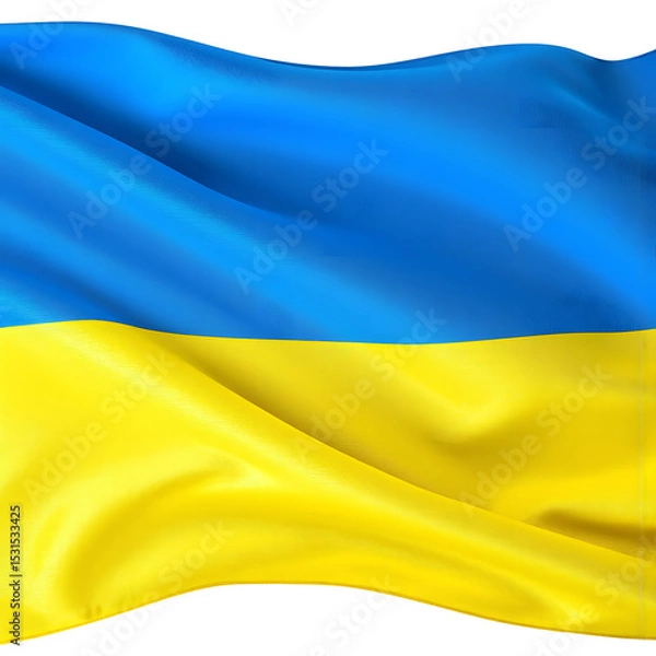 Fototapeta Ukrainian flag blue and yellow horizontal bicolor, fabric texture natural, soft movement subtle, studio lighting clean, isolated on transparent, stock photography quality, color separation crisp