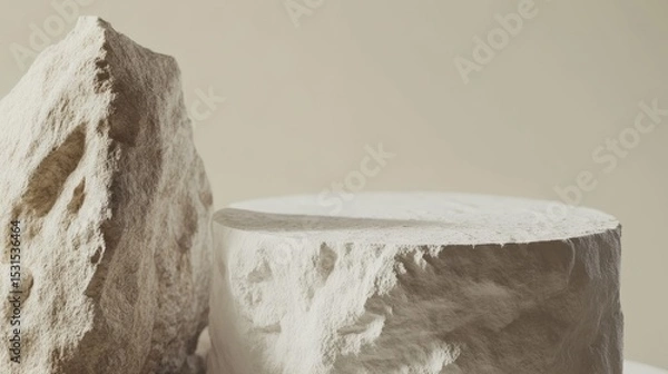 Fototapeta Stone Display Podium for Showcasing Cosmetic Products and Branding Concepts