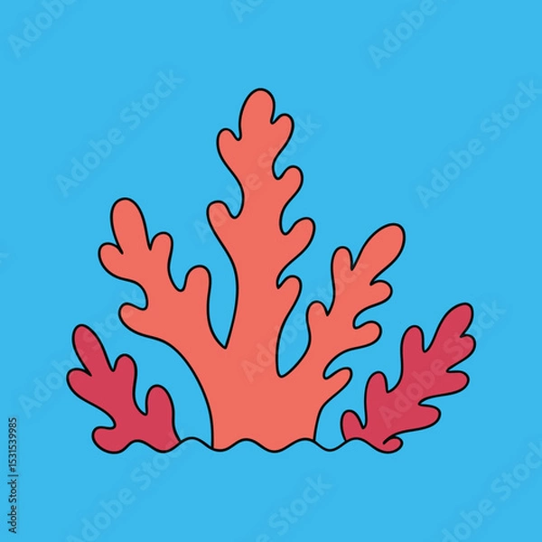 Obraz coral reef   vector illustration of a  red grass under the sea