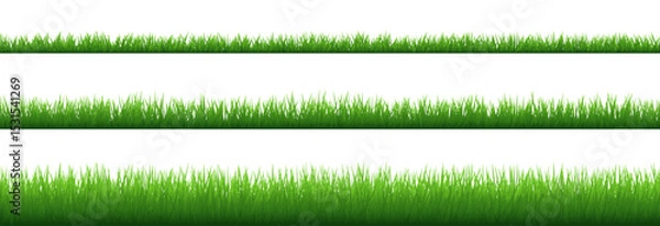 Fototapeta Set of Seamless Green Grass Borders
