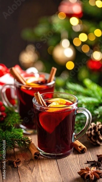 Obraz Festive mulled wine with Christmas.