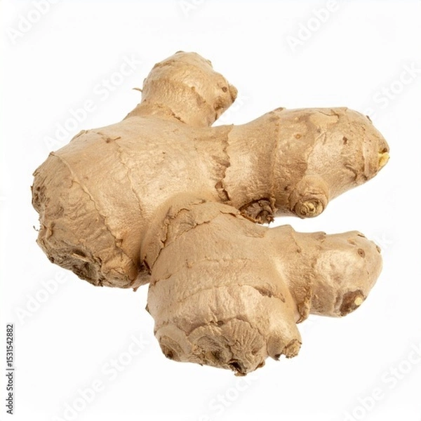 Obraz Aromatic Ginger on Isolated White Background – Highly Scented Rhizome with Organic Feel and Natural Depth of Field