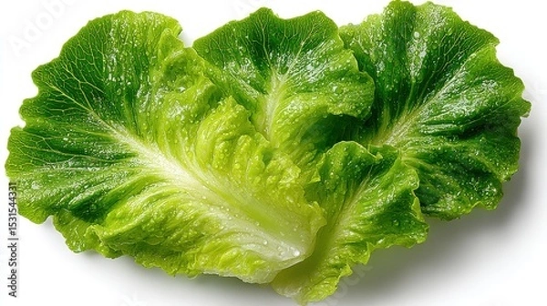 Obraz A fresh head of crisp green lettuce with vibrant leaves and dewy droplets, showcasing its natural beauty and freshness