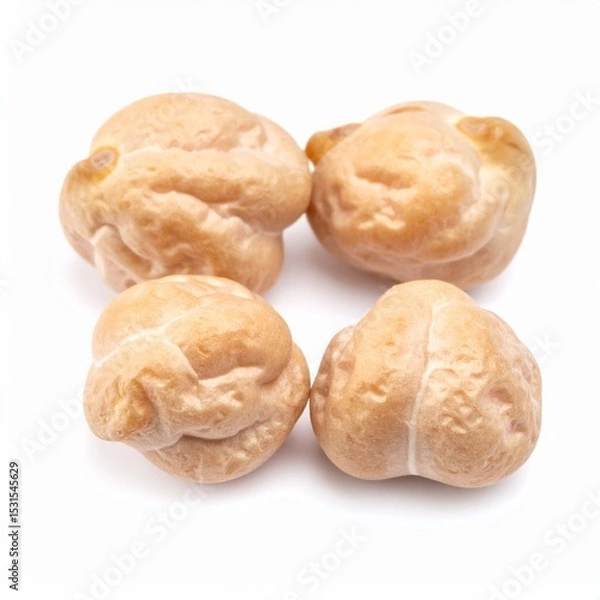 Fototapeta Chickpeas on Isolated White Background – Cream-Colored Garbanzo Beans with Textured Surface and Soft Shadow Effect