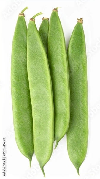 Obraz Bush Beans on Isolated White Background – Compact Green Pods with Firm Texture and Natural Depth of Field
