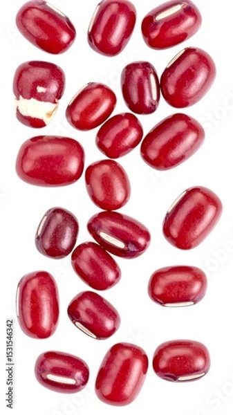 Obraz Adzuki Beans on Isolated White Background – Small Red Beans with Glossy Surface and Organic Feel