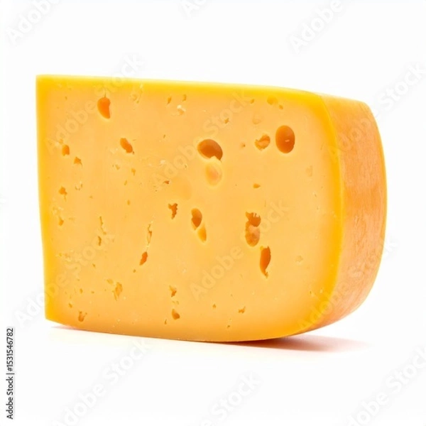 Obraz Cheddar Cheese on Isolated White Background – Aged Cow’s Milk Block with Natural Texture and Studio Lighting