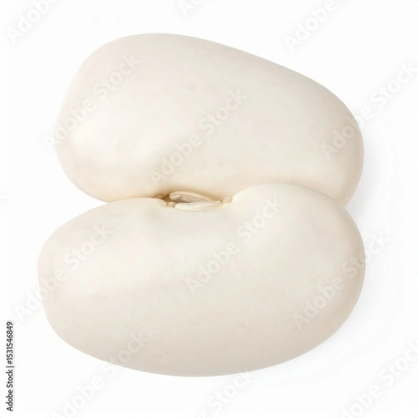Obraz Cannellini Beans on Isolated White Background – Large White Italian Beans with Smooth Texture and Studio Lighting