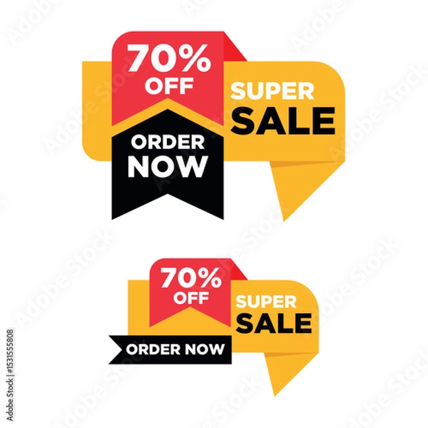 Obraz Super Sale Sign: Bold graphic of sales tag with text, 70% off, to boost marketing