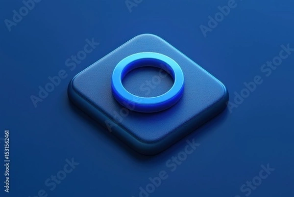 Fototapeta Modern minimalistic app icon featuring a sleek 3D design in vivid blue tones