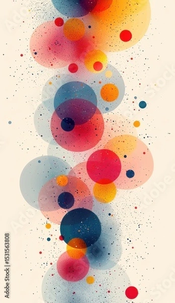Fototapeta Abstract art with overlapping colorful circles and textured details