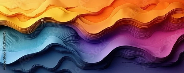 Fototapeta Abstract colorful wavy layers creating a seamless gradient texture art piece