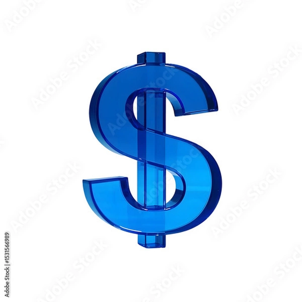 Fototapeta Shining Blue Dollar Sign Currency Symbol On Transparent Background