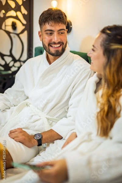 Fototapeta Couple Looking at Each Other in Bed