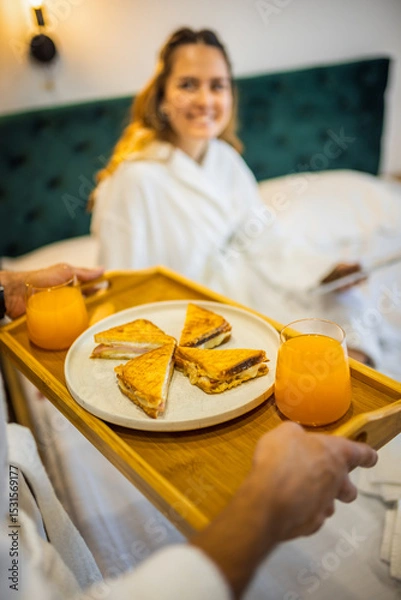 Fototapeta Romantic Breakfast in Bed