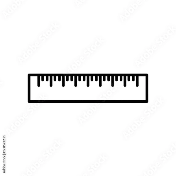 Fototapeta Ruler Icon Minimalistic Line Art on Plain Background  