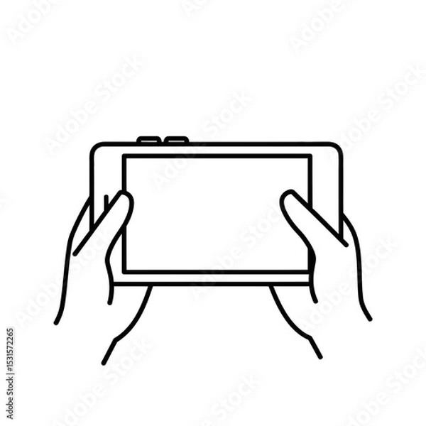 Fototapeta Hands holding a tablet displaying a mobile app design  