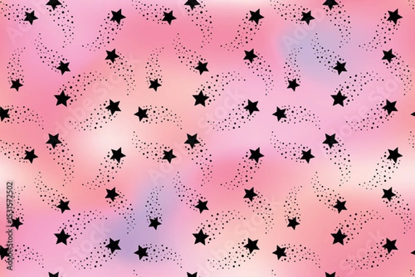 Obraz Little princess print. seamless pattern with pink crowns and stars. Cute girlish ornament for fashion textile, child clothes, wrapping paper