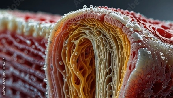 Fototapeta Macro View of Folded Bio-Engineered Layers with Cellular Surface Texture