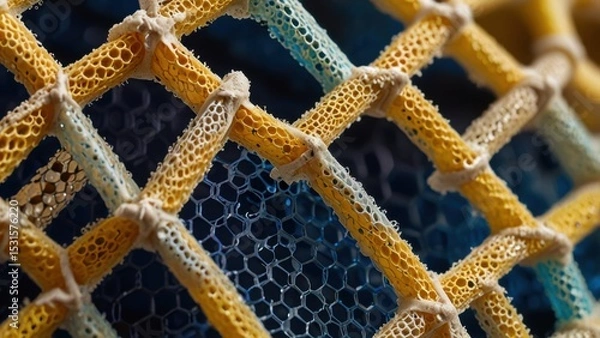 Fototapeta Macro Structures of Engineered Tissue Scaffold Designs in Lab Study

