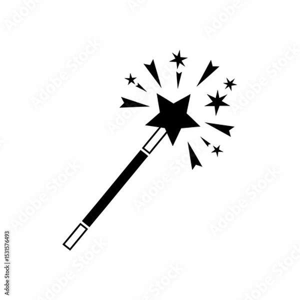 Fototapeta Vector Halloween magic wand icon with stars and sparkles