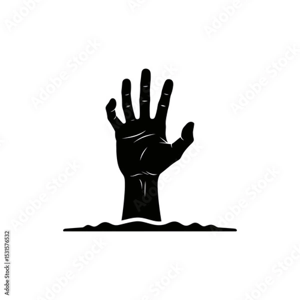 Fototapeta Vector icon of a spooky hand reaching up for Halloween