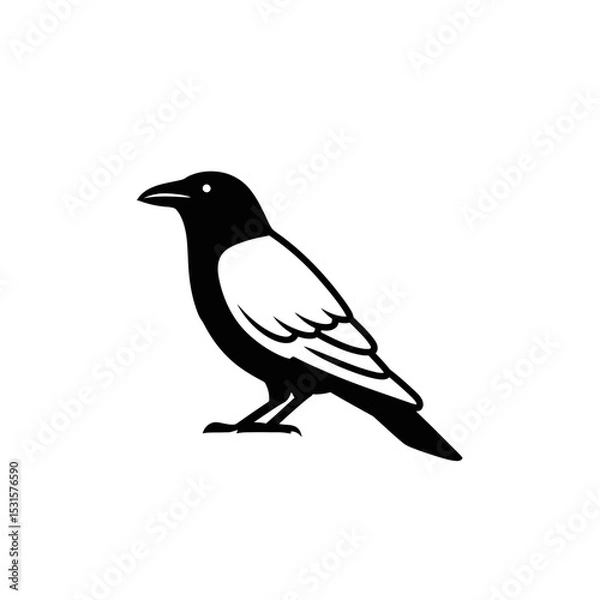 Fototapeta Vector icon of a raven symbolizing Halloween themes