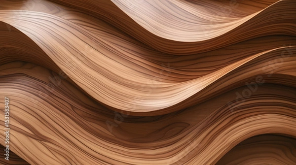 Fototapeta Wavy wooden texture with flowing, layered grain patterns.
