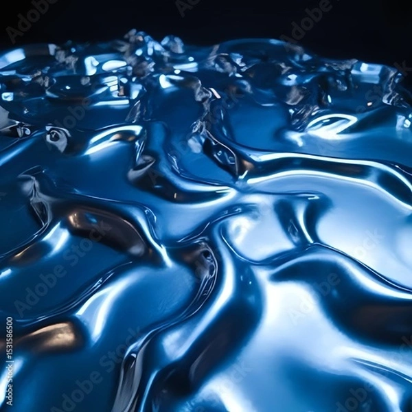 Obraz 3d chrome liquid wavy texture