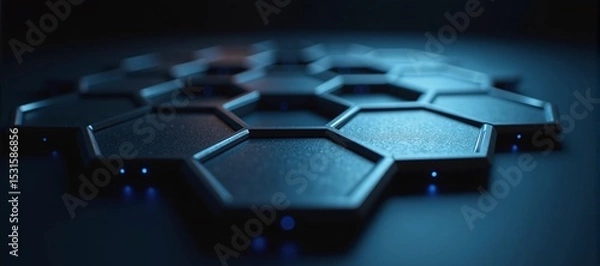 Obraz Minimalist hexagonal matte pattern with subtle blue energy glow