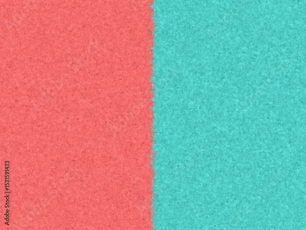 Obraz Abstract textured background with two vertical color blocks: coral pink and turquoise blue, separated by a slightly jagged edge.