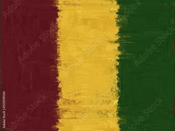 Obraz Abstract textured background with three vertical stripes in maroon, gold, and forest green, creating a bold and striking design.