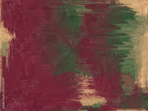 Obraz Abstract textured background with a blend of deep burgundy, olive green, and beige hues, creating a vintage and artistic feel.