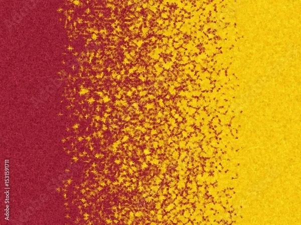 Fototapeta Abstract textured background with a gradient transition from deep red to golden yellow, featuring a unique speckled pattern.