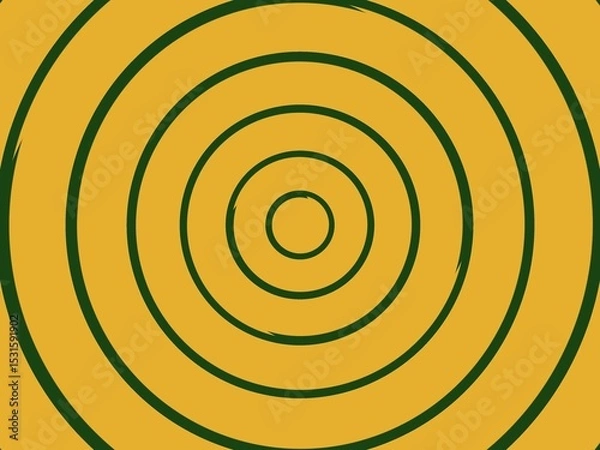 Obraz Abstract geometric background with concentric circles in mustard yellow and forest green, perfect for minimalist designs and retro-inspired projects.