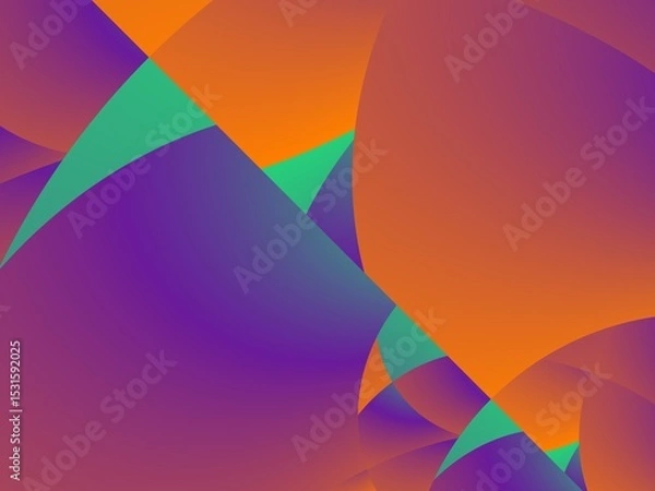 Obraz Abstract geometric background with vibrant orange, purple, and teal shapes, ideal for modern designs, presentations, or social media graphics.