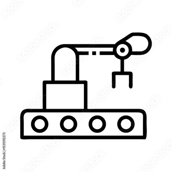Obraz Industrial robotic arm on conveyor belt in minimalist design  