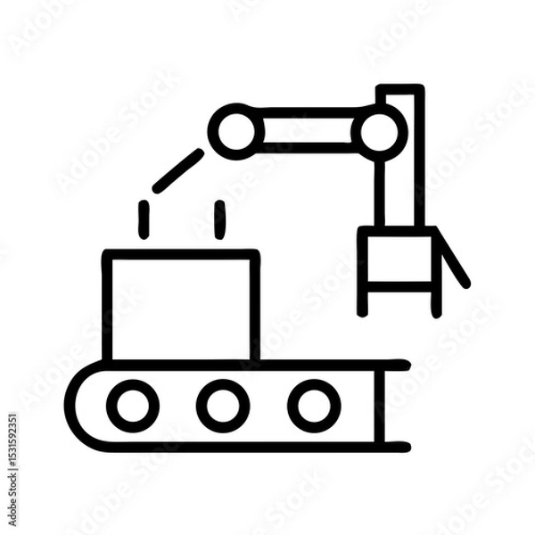 Obraz Industrial robot loading boxes onto conveyor belt in factory setting  