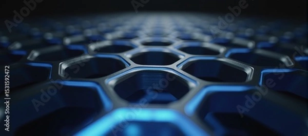 Fototapeta Minimalist hexagonal matte pattern with subtle blue energy glow