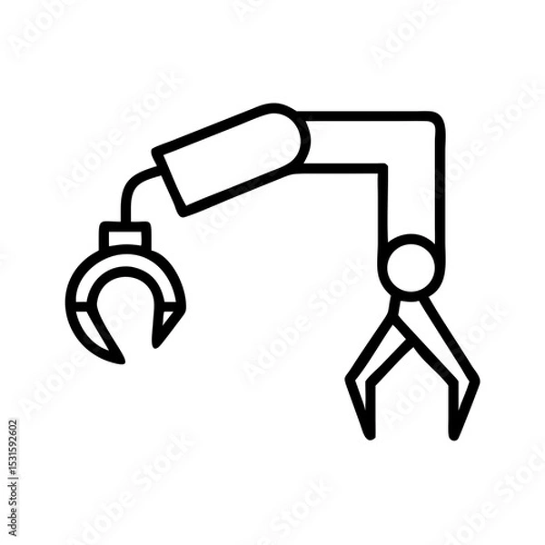 Obraz Robotic claw gripping mechanism in minimalist line art style  