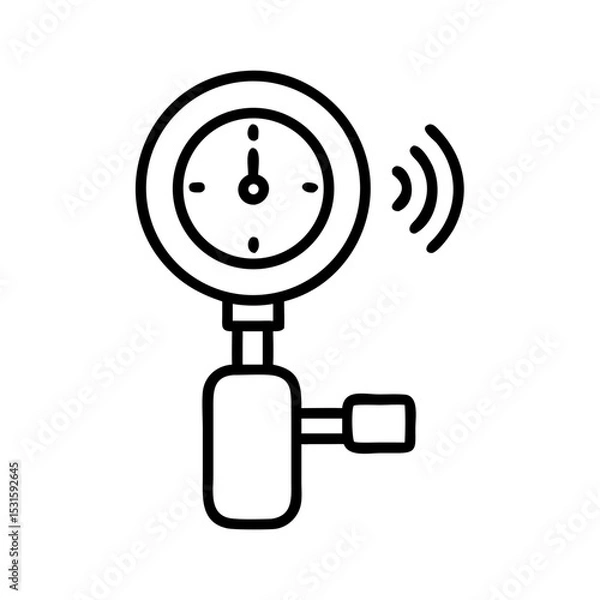Fototapeta Pressure sensor gauge with dial indicator in linear design style  