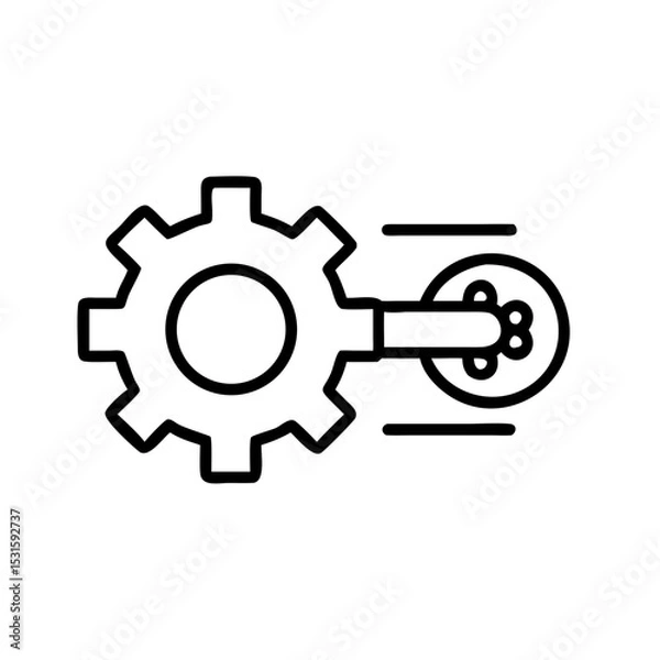 Obraz Gear mechanism with moving parts in schematic design  
