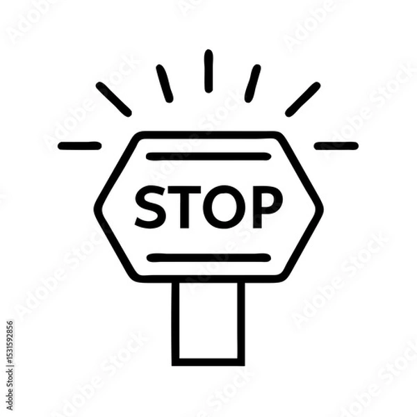 Fototapeta Emergency stop sign icon with alert lines in simple style  
