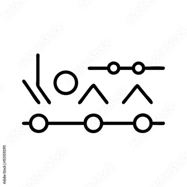 Obraz Abstract line art with geometric shapes in black on white background  